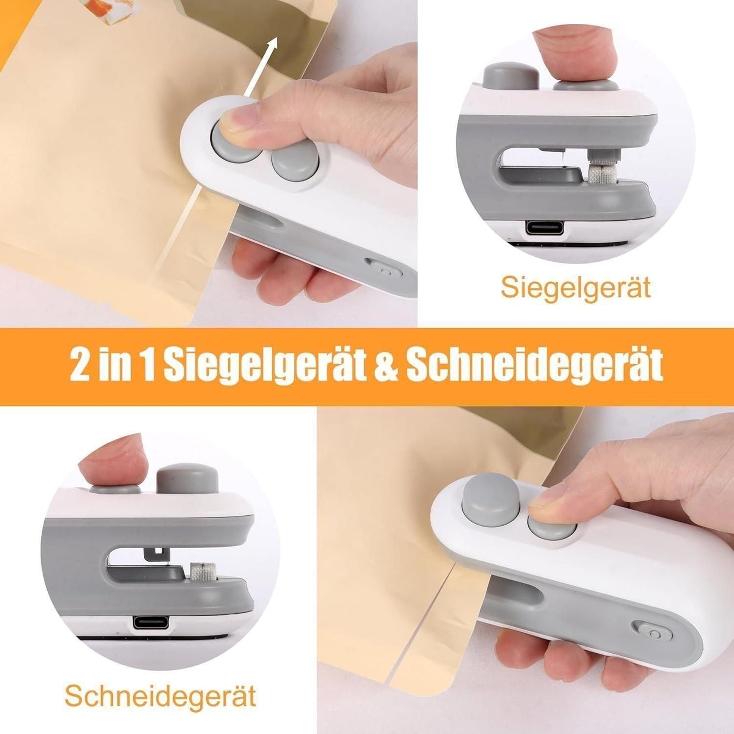 Portable Mini Bag Sealer 2-in-1 | USB Rechargeable Heat Sealer with Cutter & Magnetic Storage