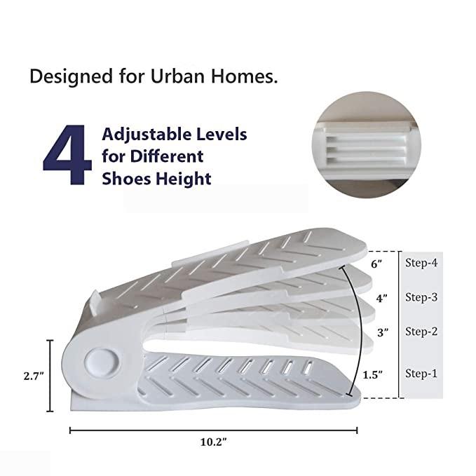 Shoe Rack Space Saver – Adjustable Plastic Shoe Organizer (Pack of 6)