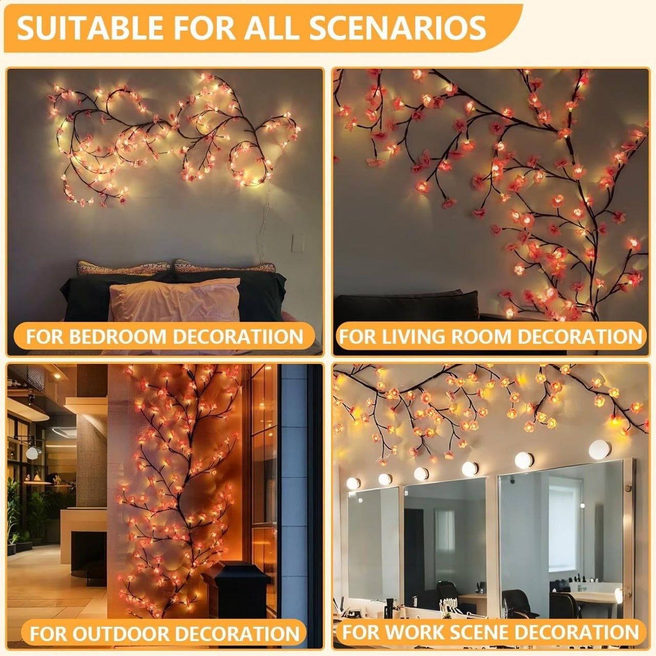 Cherry LED Tree Branch Lights – Creative Wall Décor