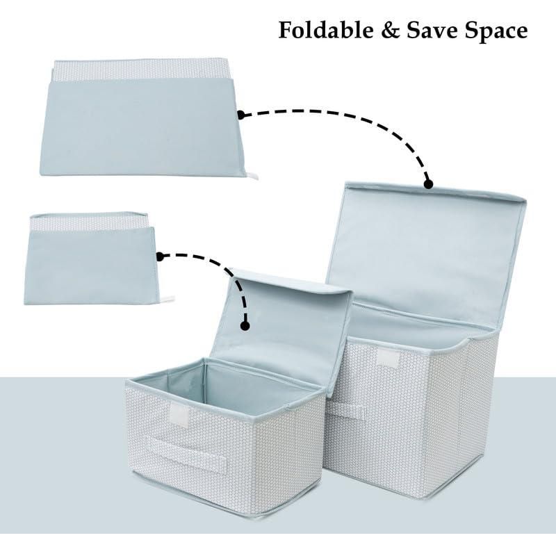 Foldable Non-Woven Big and Small Storage Basket Bins – Pack of 2