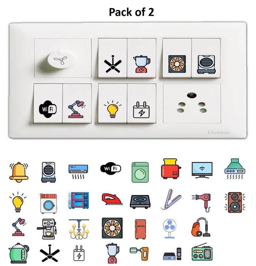 3D Premium Switch Stickers (298 pcs) | Decorative & Functional Labels