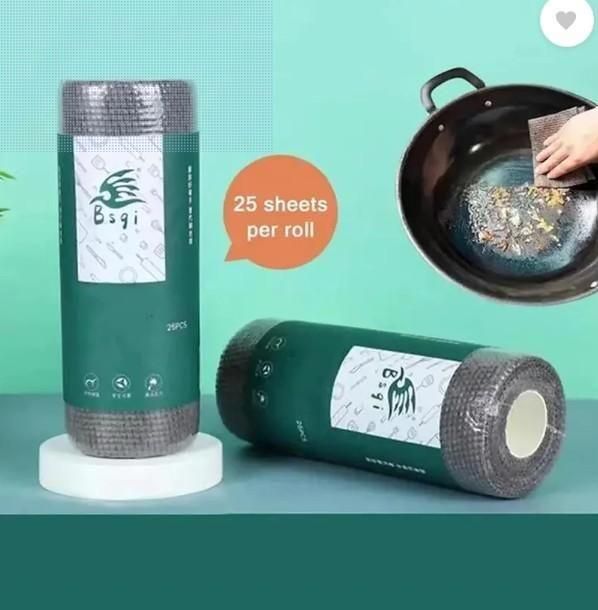 Microfiber Cleaning Cloth Roll (25 Sheets) – Reusable & Super Absorbent