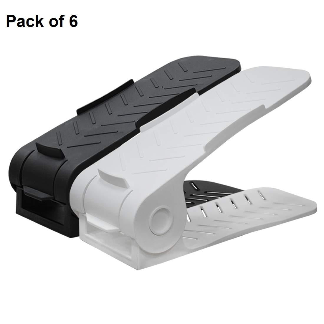Shoe Rack Space Saver – Adjustable Plastic Shoe Organizer (Pack of 6)