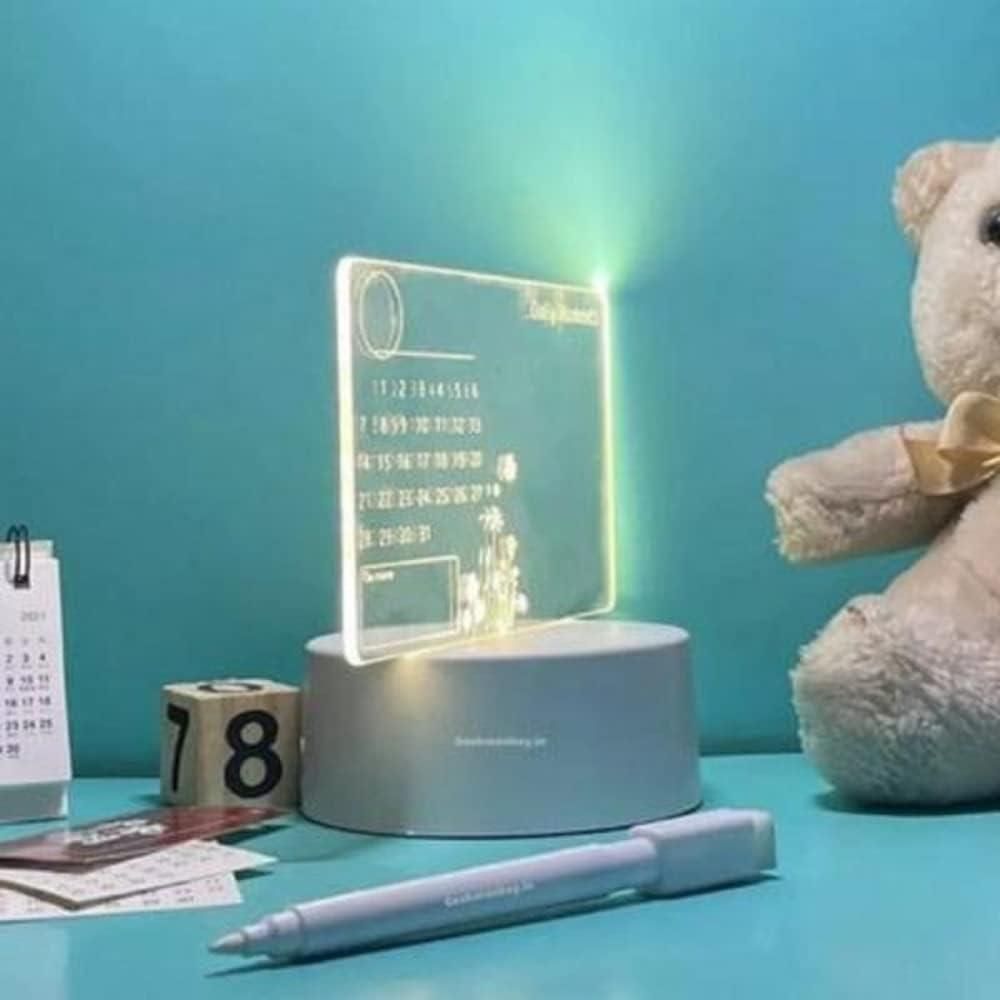 3D Acrylic Writing Board with LED Light & Pen | Erasable Message Board