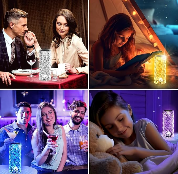 Crystal Table Lamp – 16 Color Changing RGB Rose Diamond