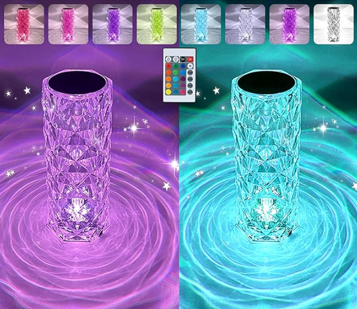 Crystal Table Lamp – 16 Color Changing RGB Rose Diamond