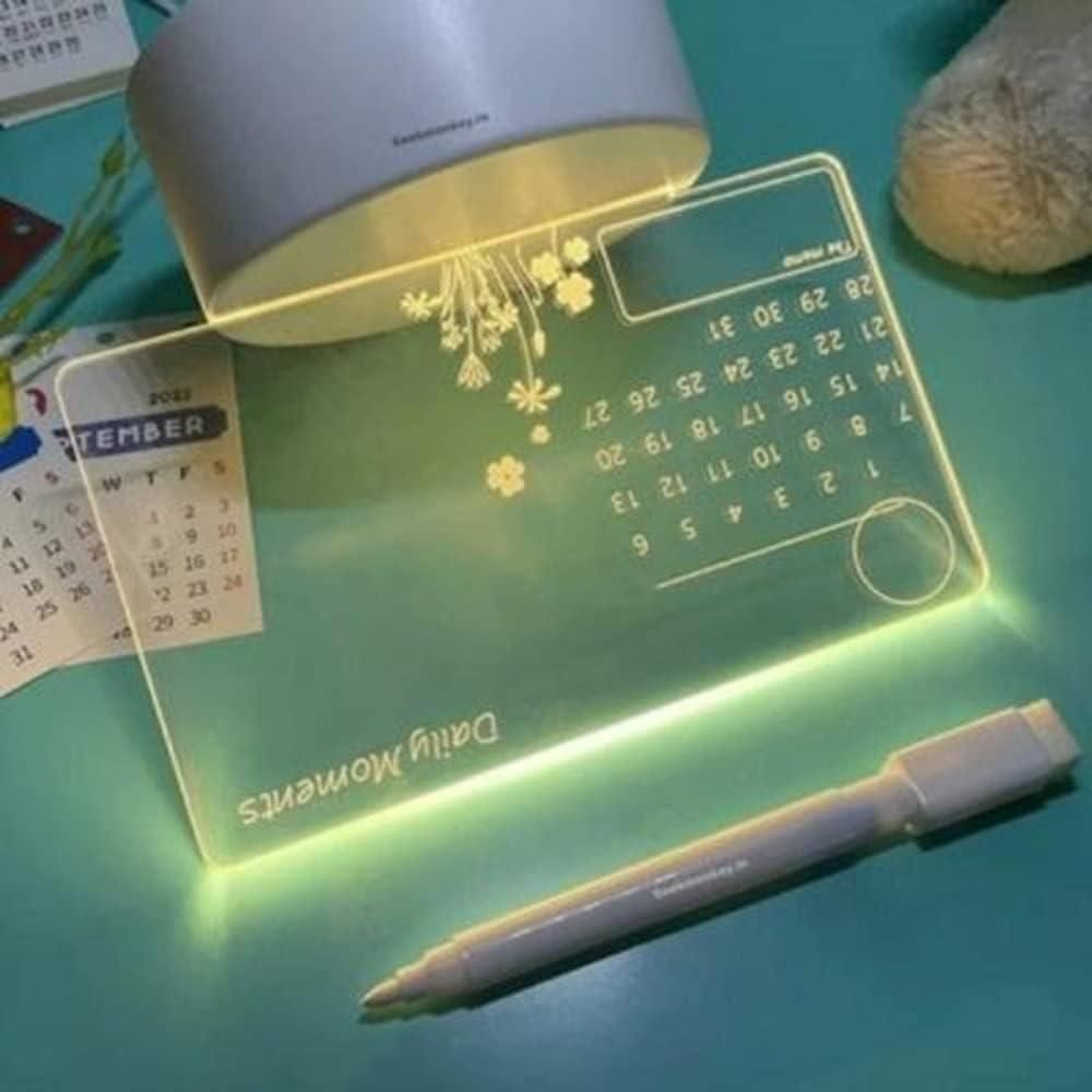 3D Acrylic Writing Board with LED Light & Pen | Erasable Message Board