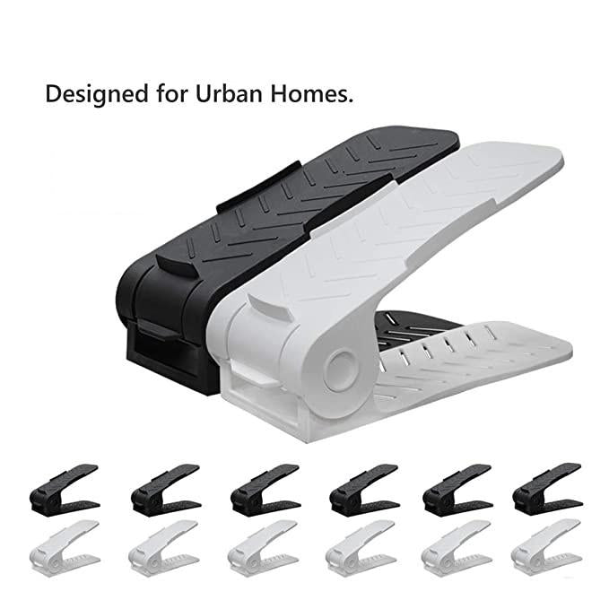 Shoe Rack Space Saver – Adjustable Plastic Shoe Organizer (Pack of 6)