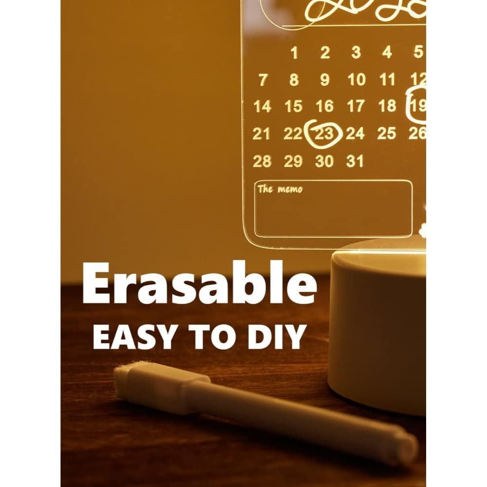 3D Acrylic Writing Board with LED Light & Pen | Erasable Message Board