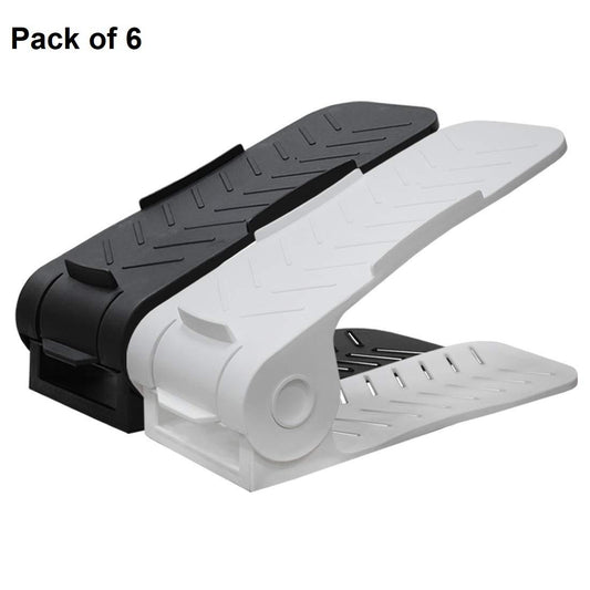 Shoe Rack Space Saver – Adjustable Plastic Shoe Organizer (Pack of 6)