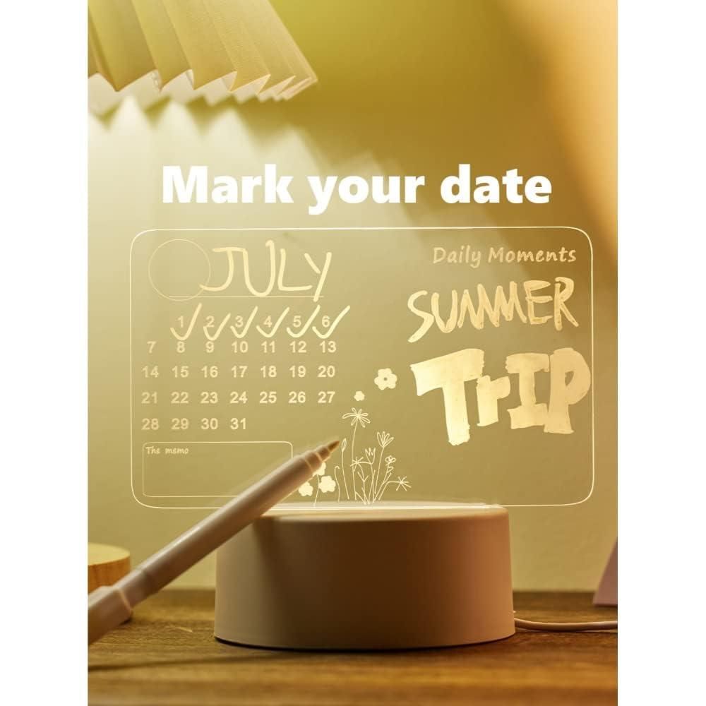 3D Acrylic Writing Board with LED Light & Pen | Erasable Message Board