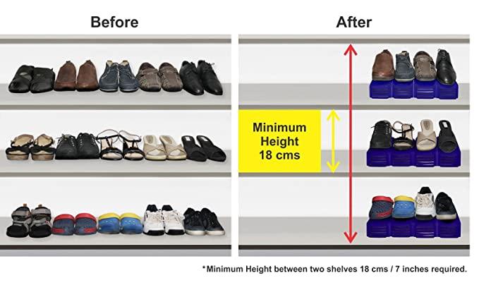 Shoe Rack Space Saver – Adjustable Plastic Shoe Organizer (Pack of 6)