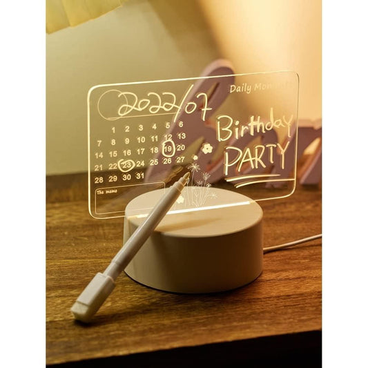 3D Acrylic Writing Board with LED Light & Pen | Erasable Message Board